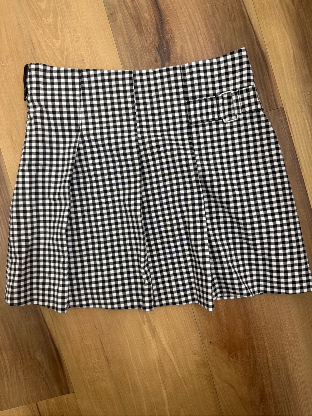 Zara Black and White Gingham A-Line Mini Skirt